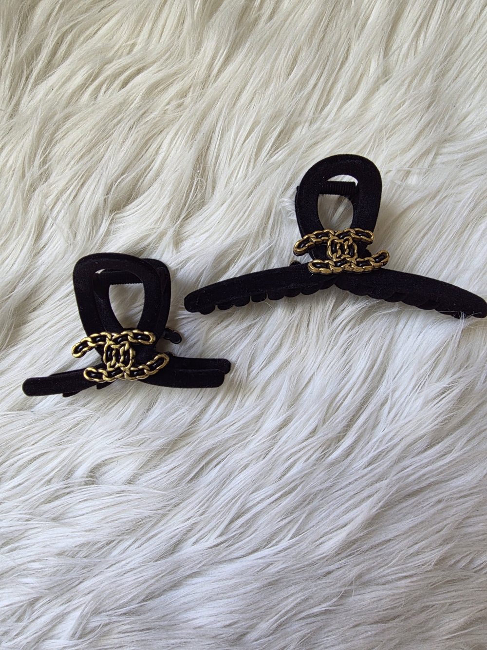 Black Hair Claw Clip with Gold Chain Accent - 2 Pieces